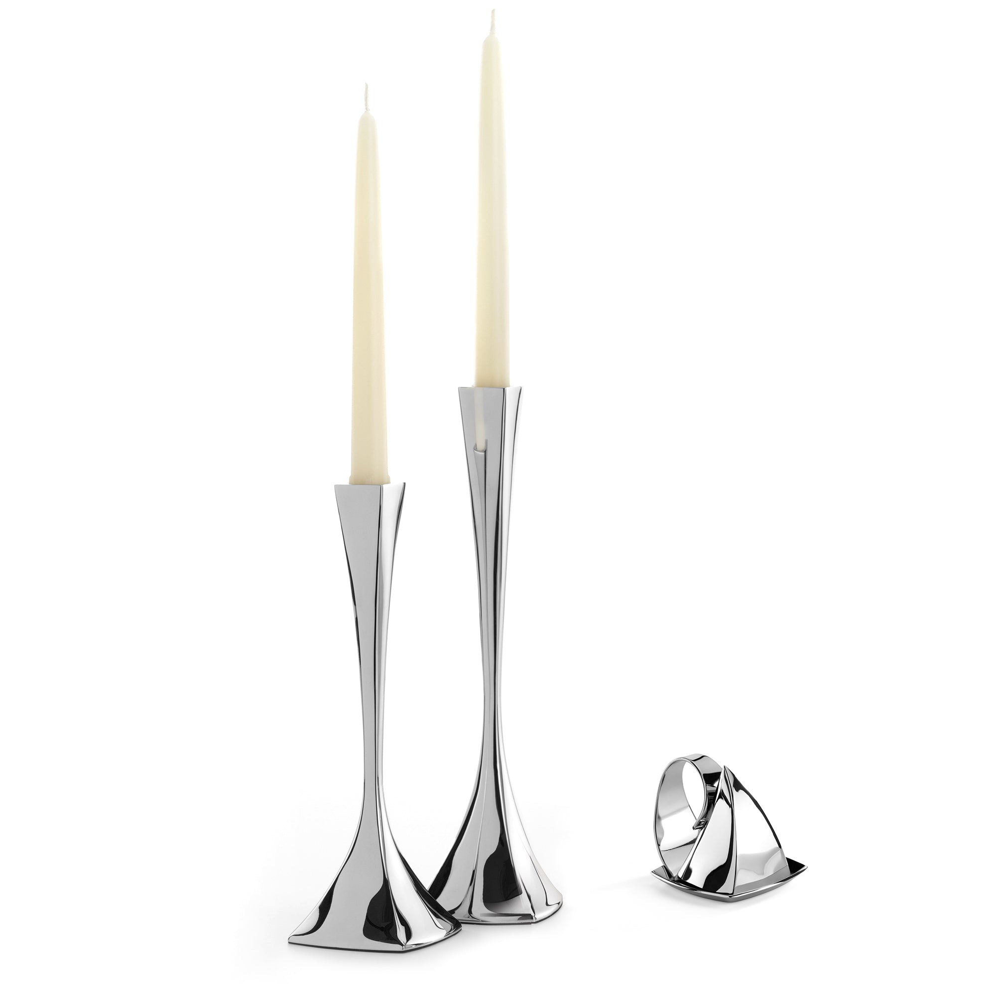 Robert Welch Windrush Stainless Steel Candlestick, Pack of 2