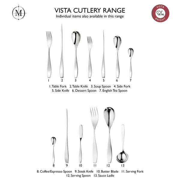 Vista Bright Cutlery Set, 56 Piece for 8 People