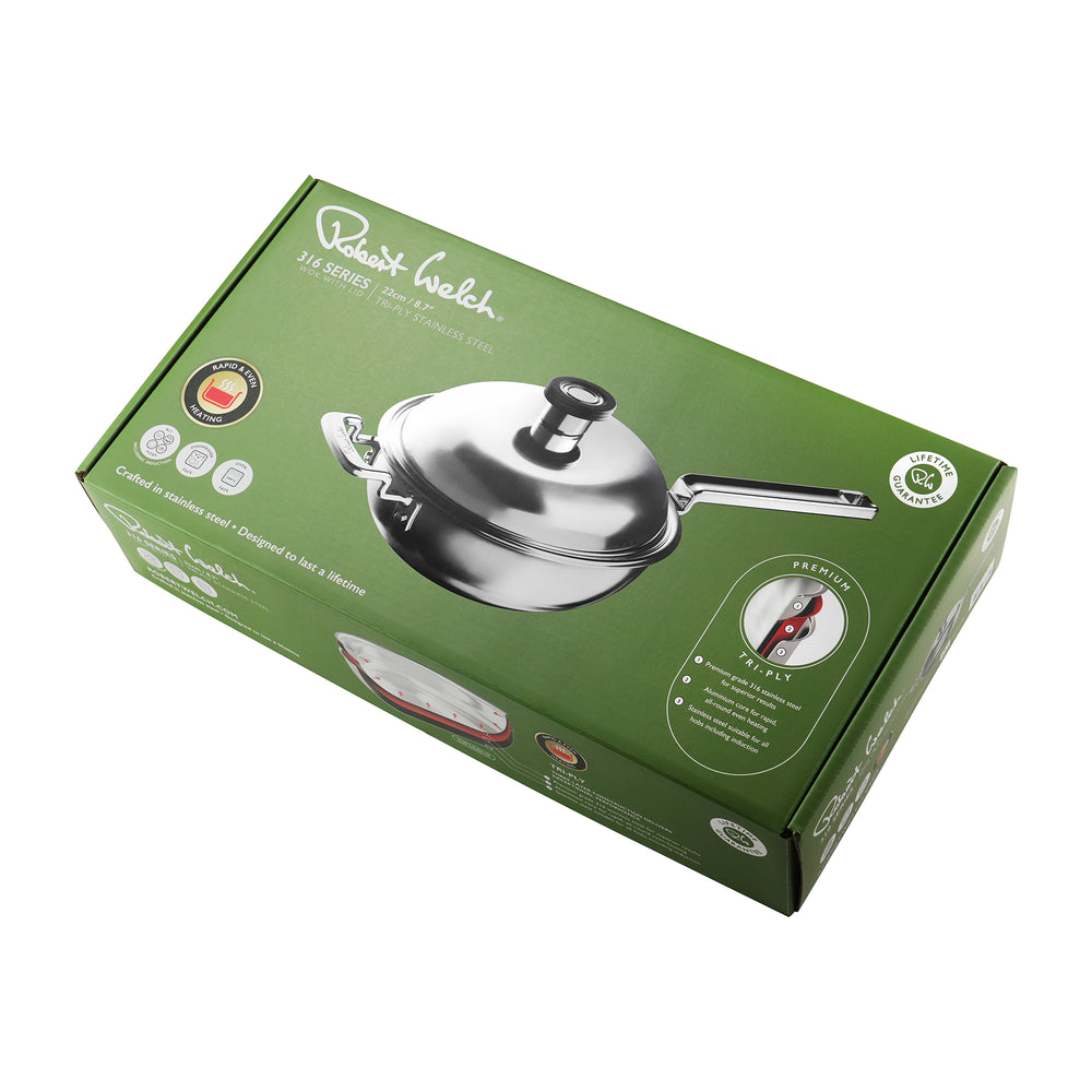316 Series Cookware Wok with Lid 22cm