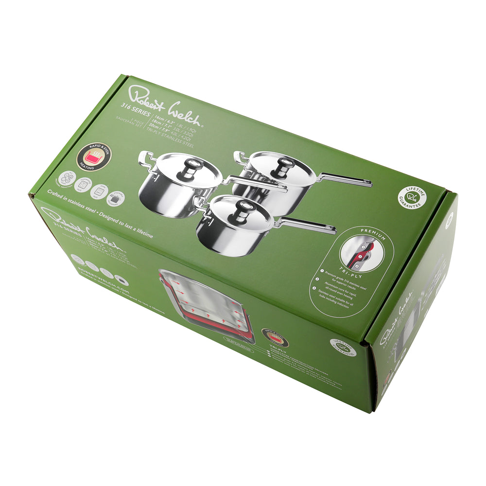 316 Series Cookware Saucepan Set, 3 Piece