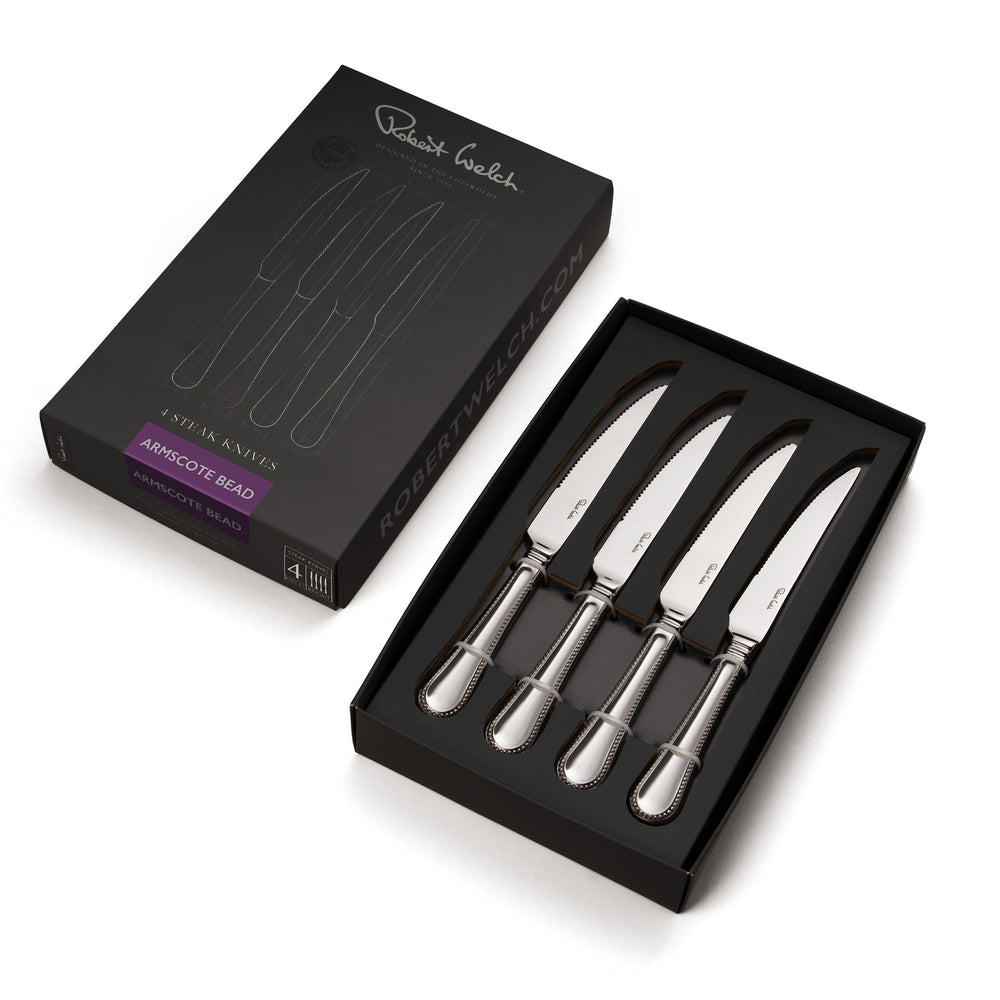 Armscote Bead Bright Steak Knife, Set of 4