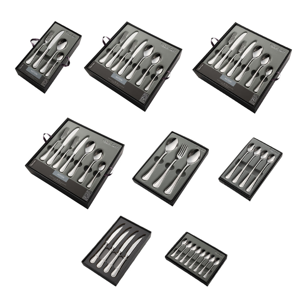 Aston Bright Cutlery Set, 96 Piece for 12 People - 12 Free Steak Knives