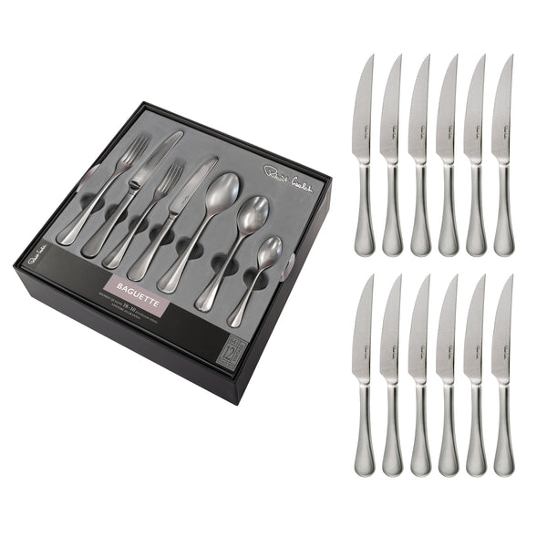 Baguette Vintage Cutlery Set, 84 Piece for 12 People - 12 Free Steak Knives
