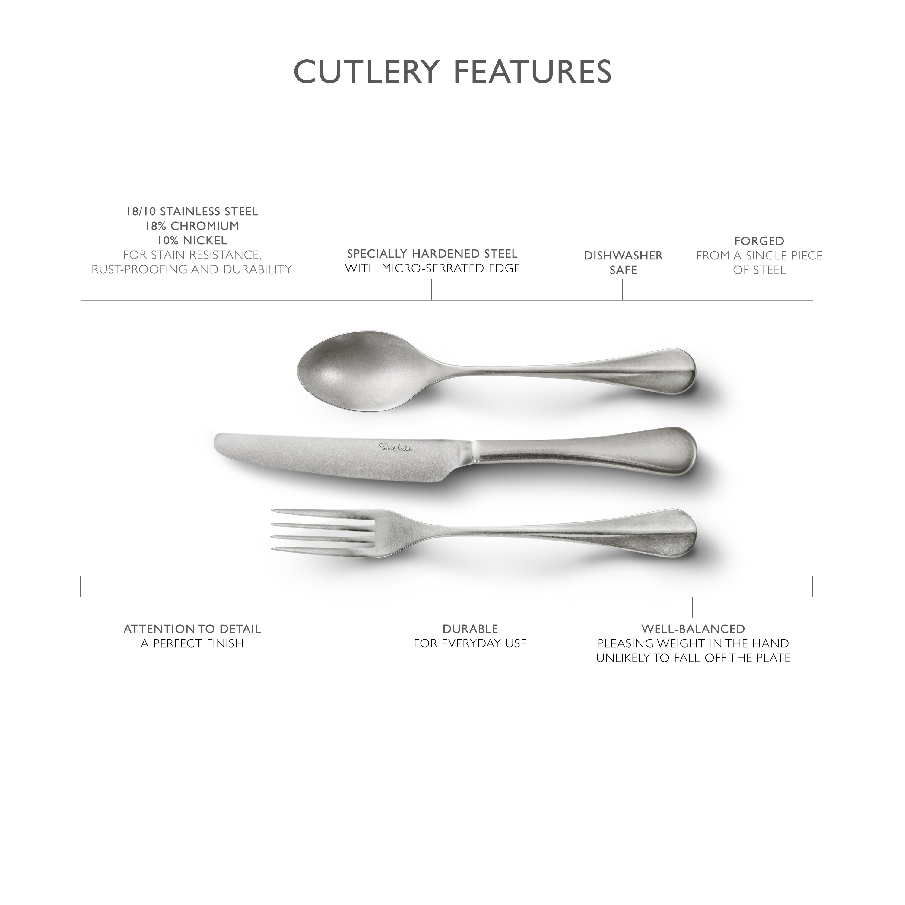 Baguette Vintage Cutlery Set 24 Piece Set for 6 People 6 Free Steak Knives