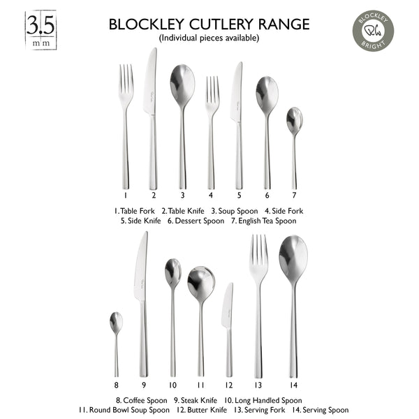 Blockley Bright Cutlery Set, 30 Piece for 6 People - 6 Free Steak Knives
