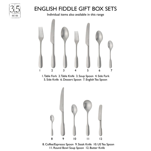 English Fiddle Vintage Cutlery Set, 42 Piece for 6 People