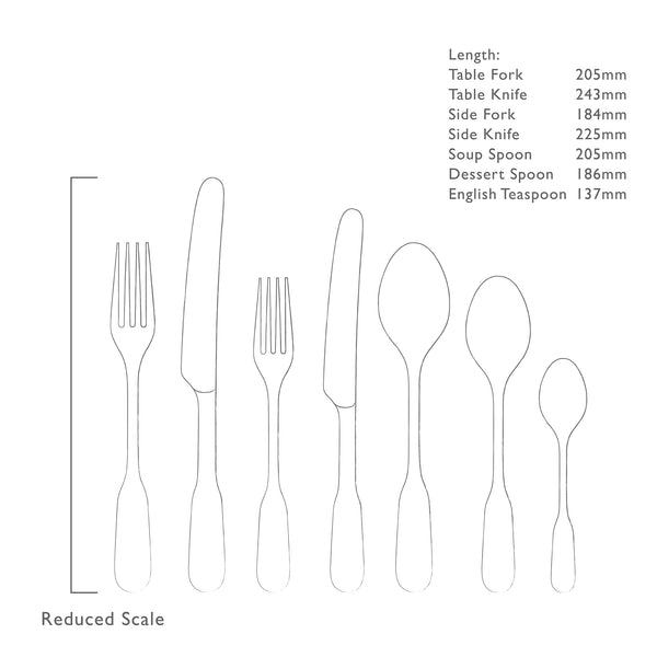 English Fiddle Vintage Cutlery Place Setting, 7 Piece
