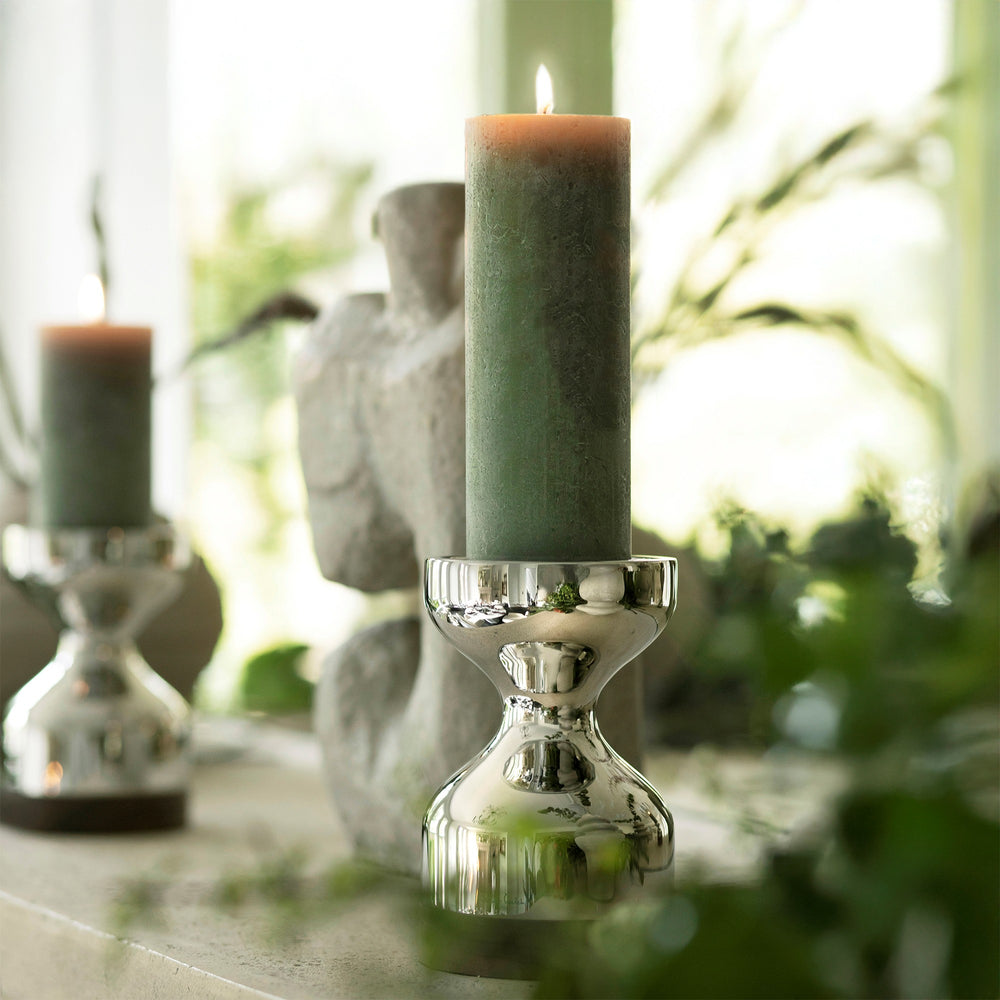Fresh Olive Rustic Shine Pillar Candle 19cm