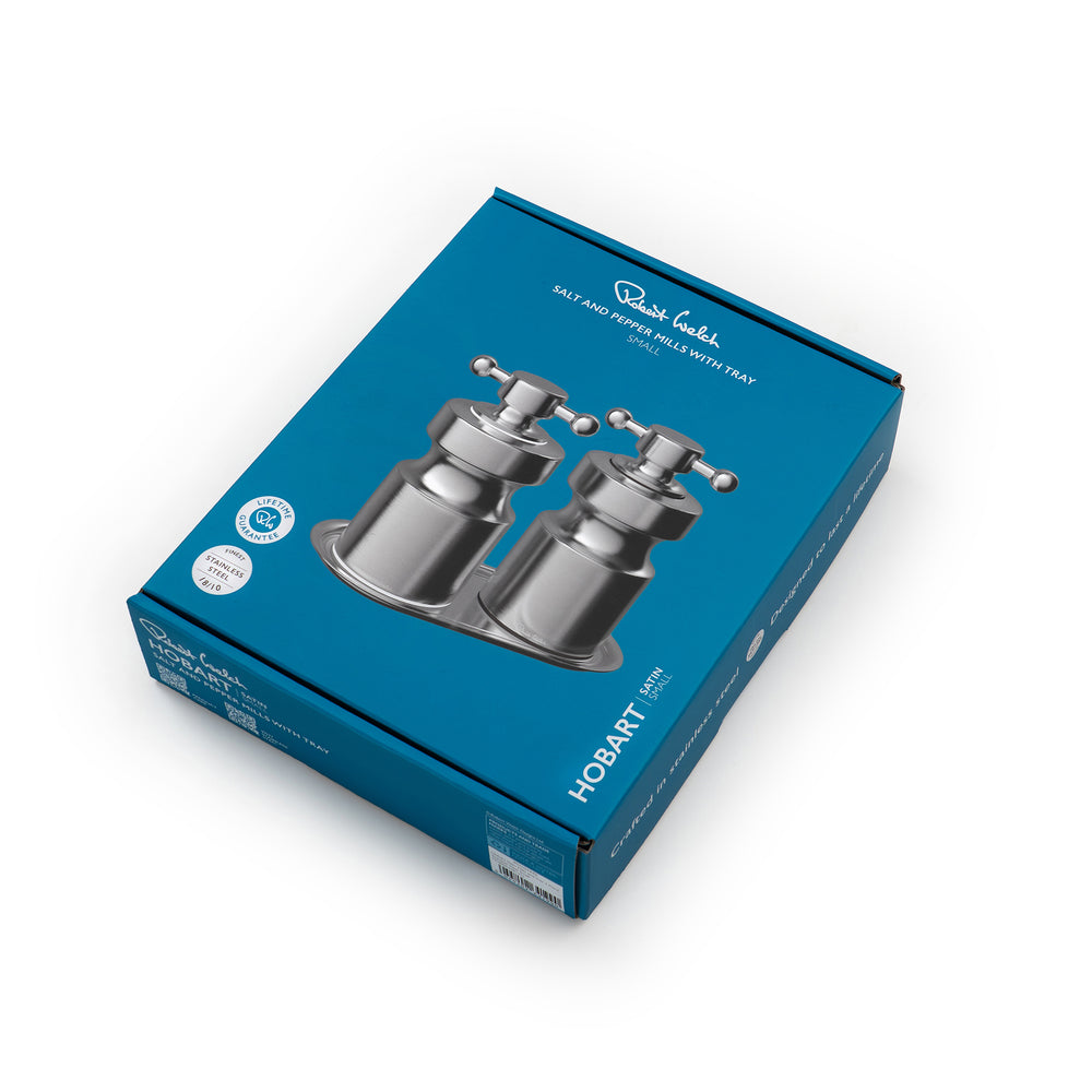 Hobart Satin Stainless Steel Small Mills and Tray Set