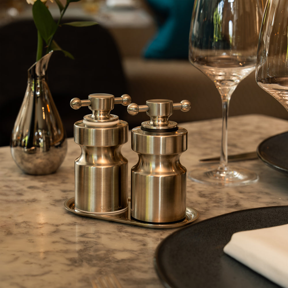 Hobart Satin Stainless Steel Medium Mills and Tray Set