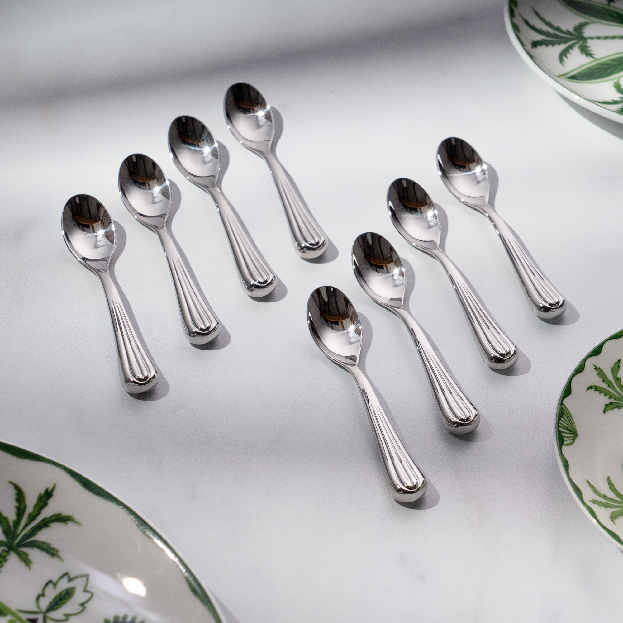 Palm Air Bright Coffee / Espresso Spoon | 8 Piece Set | Cutlery Set