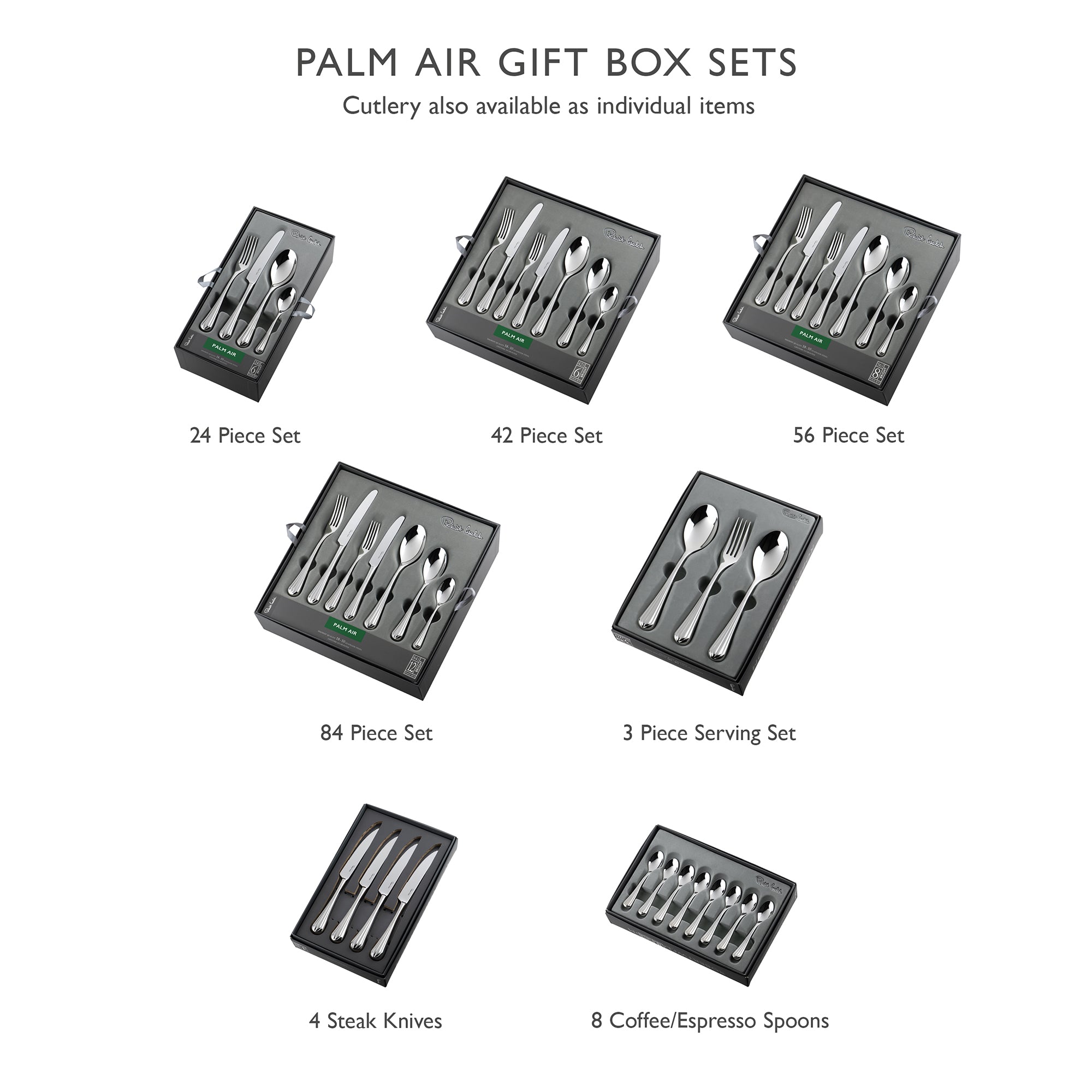Palm Air Bright Coffee / Espresso Spoon | 8 Piece Set | Cutlery Set