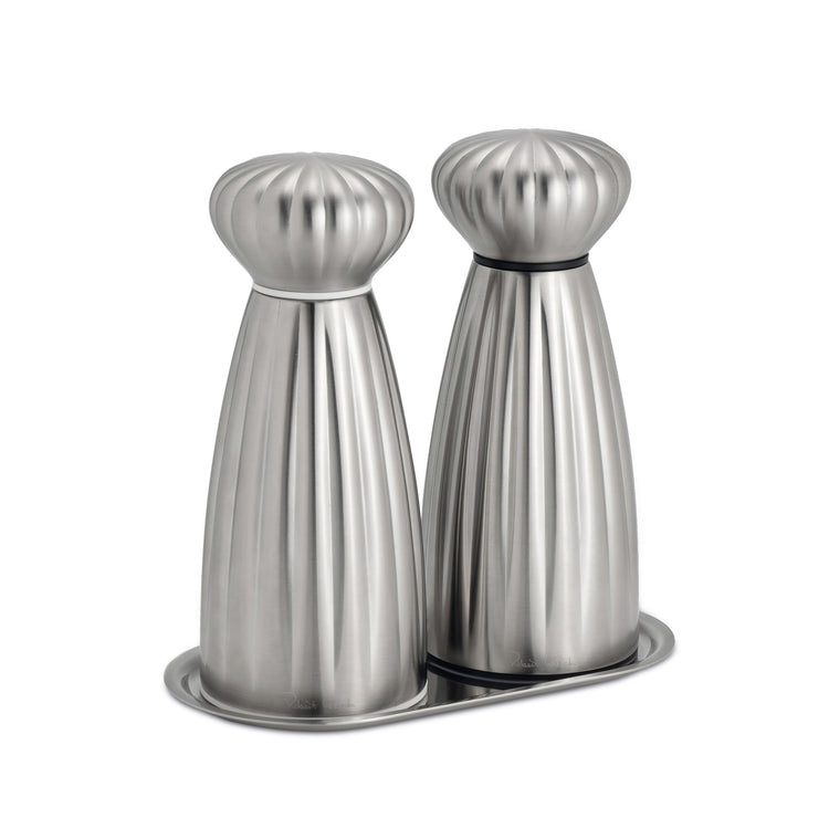 Palm Satin Stainless Steel Small Mills and Tray Set