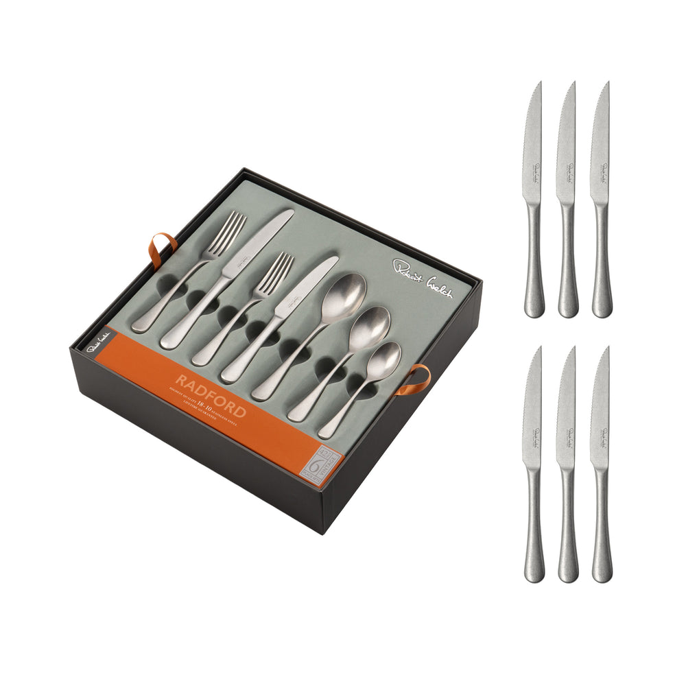 Radford Vintage Cutlery Set, 48 Piece Set for 6 People - 6 Free Steak Knives