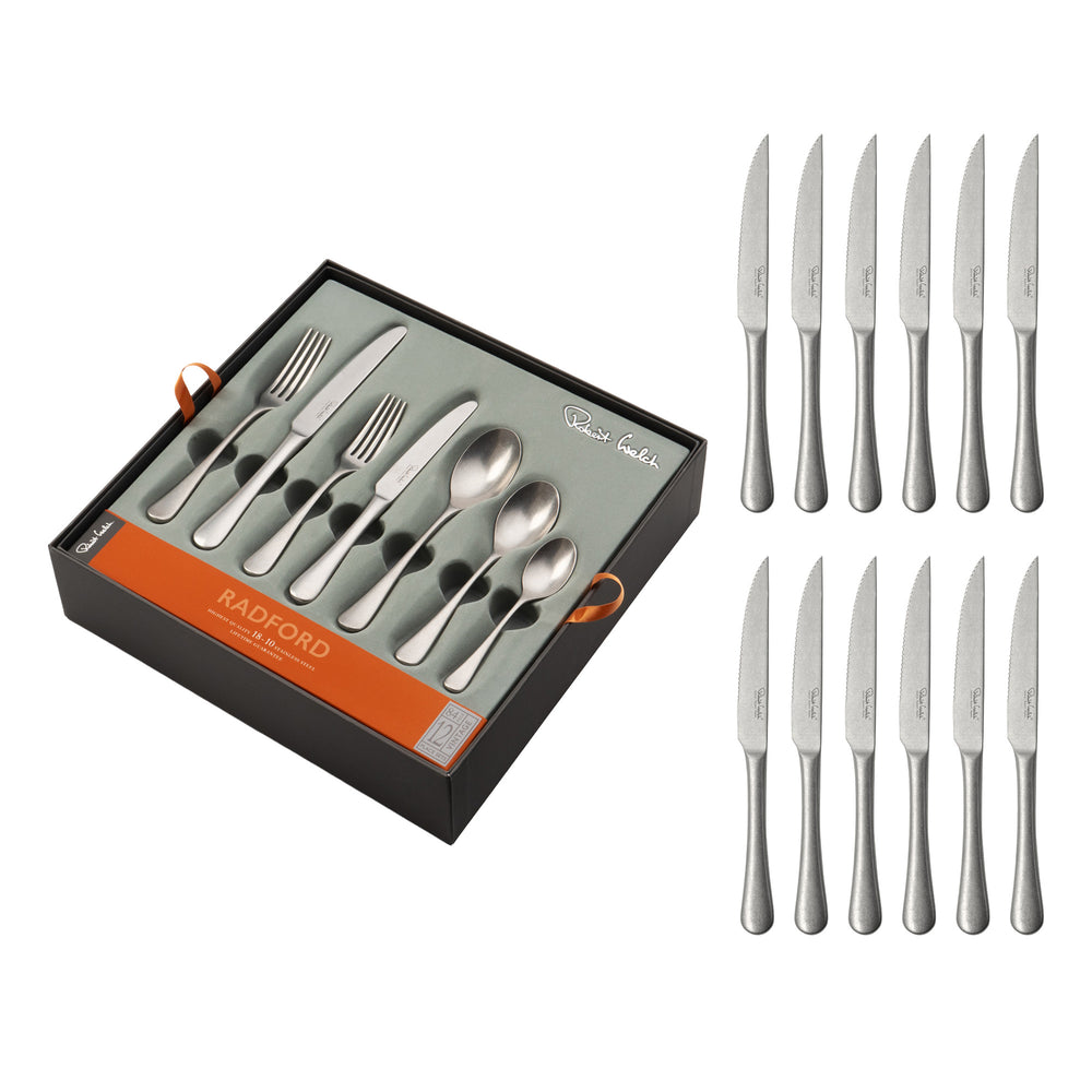 Radford Vintage Cutlery Set, 96 Piece Set for 12 People - 12 Free Steak Knives