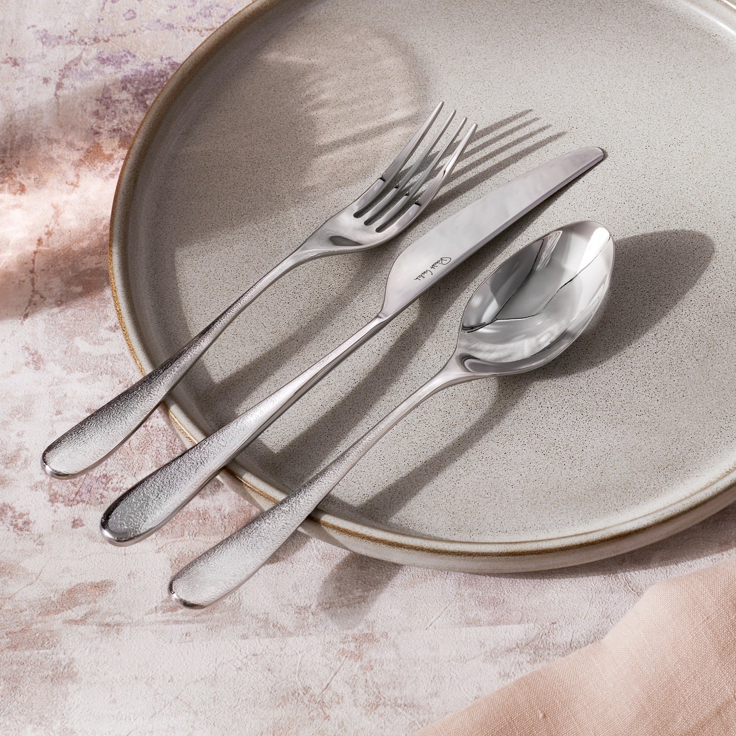 Sandstone Bright Cutlery Set | 56 Piece Set for 8 People
