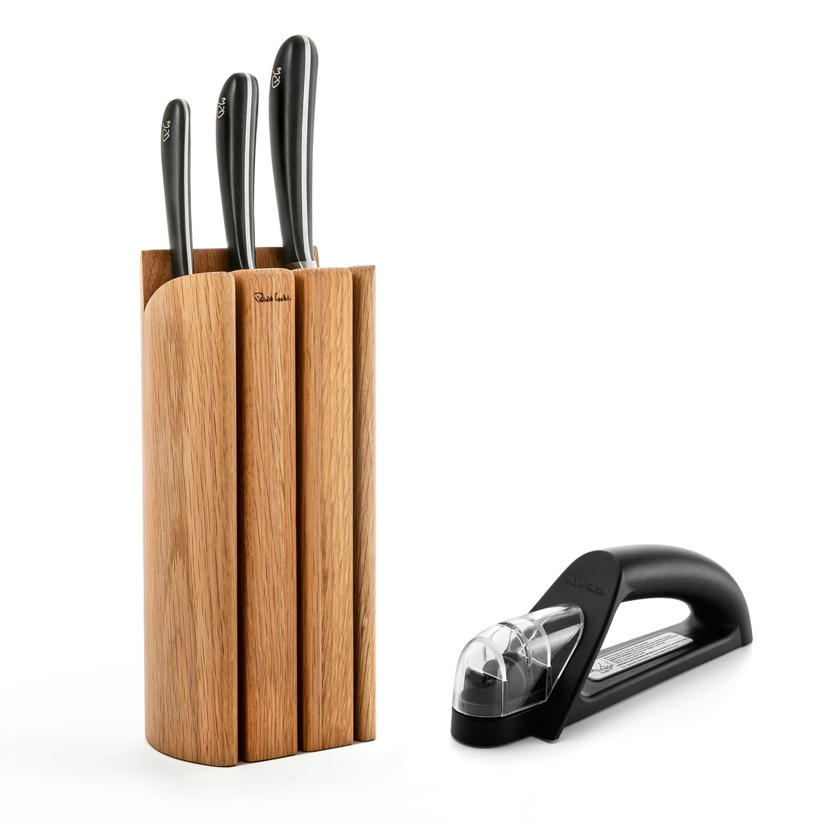 Signature Book Oak Chef's Set with Knife Sharpener Kitchen Knife Set