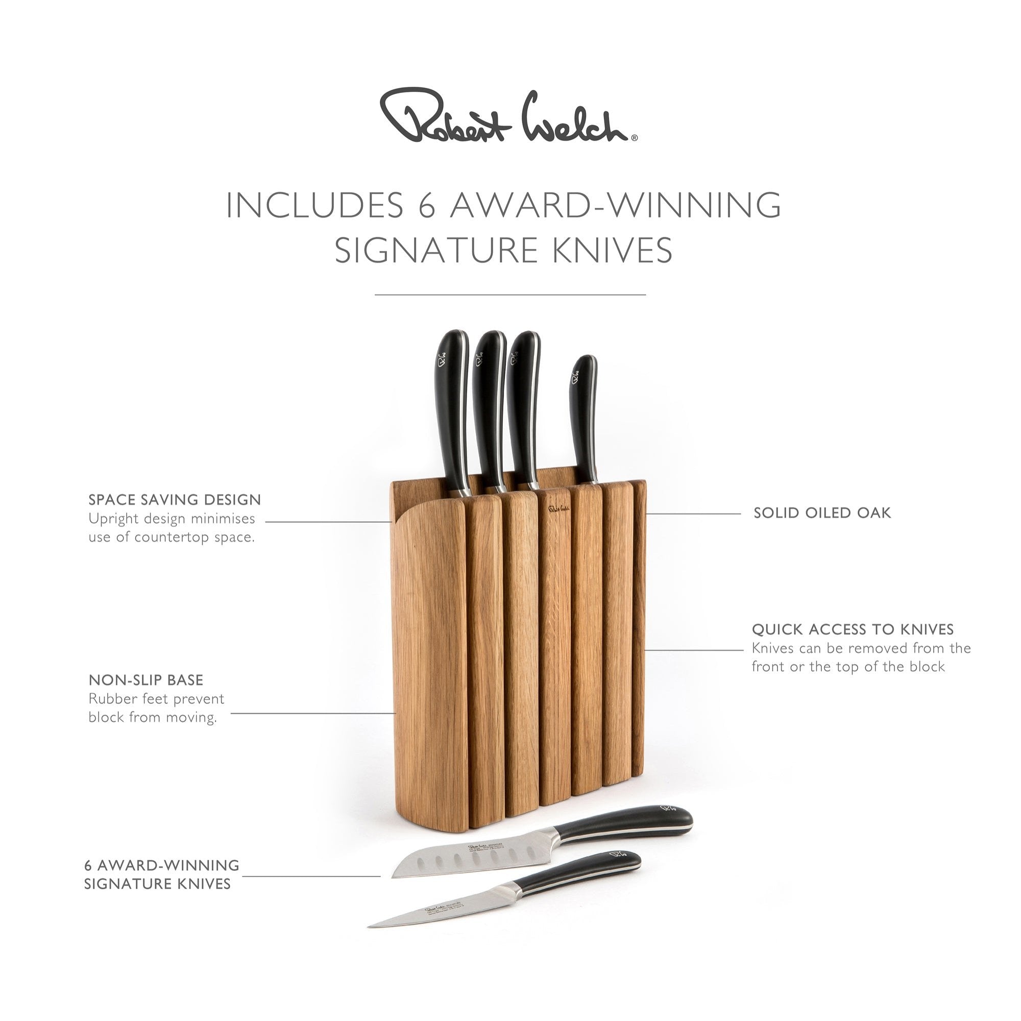 Signature Book Oak Knife Block Set | 7 piece set | Kitchen Knife Set