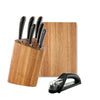 Signature Prism Oak Knife Block Set with Classic Chopping Board 38cm and Sharpener