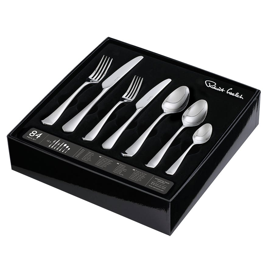 Westbury Bright Cutlery Set, 96 Piece for 12 People - 12 Free Steak Knives
