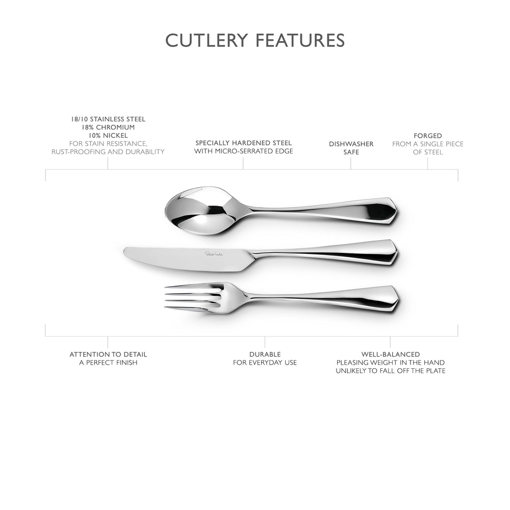 Westbury Bright Cutlery Set, 48 Piece for 6 People - 6 Free Steak Knives