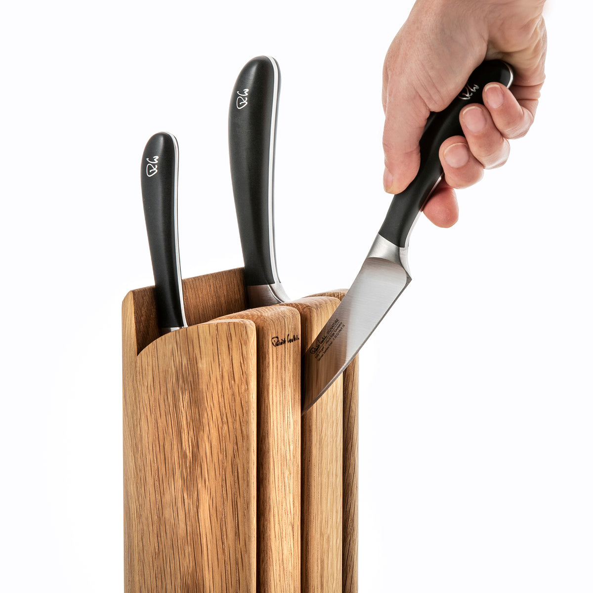 Signature Book Oak Chef's Set with Knife Sharpener Kitchen Knife Set