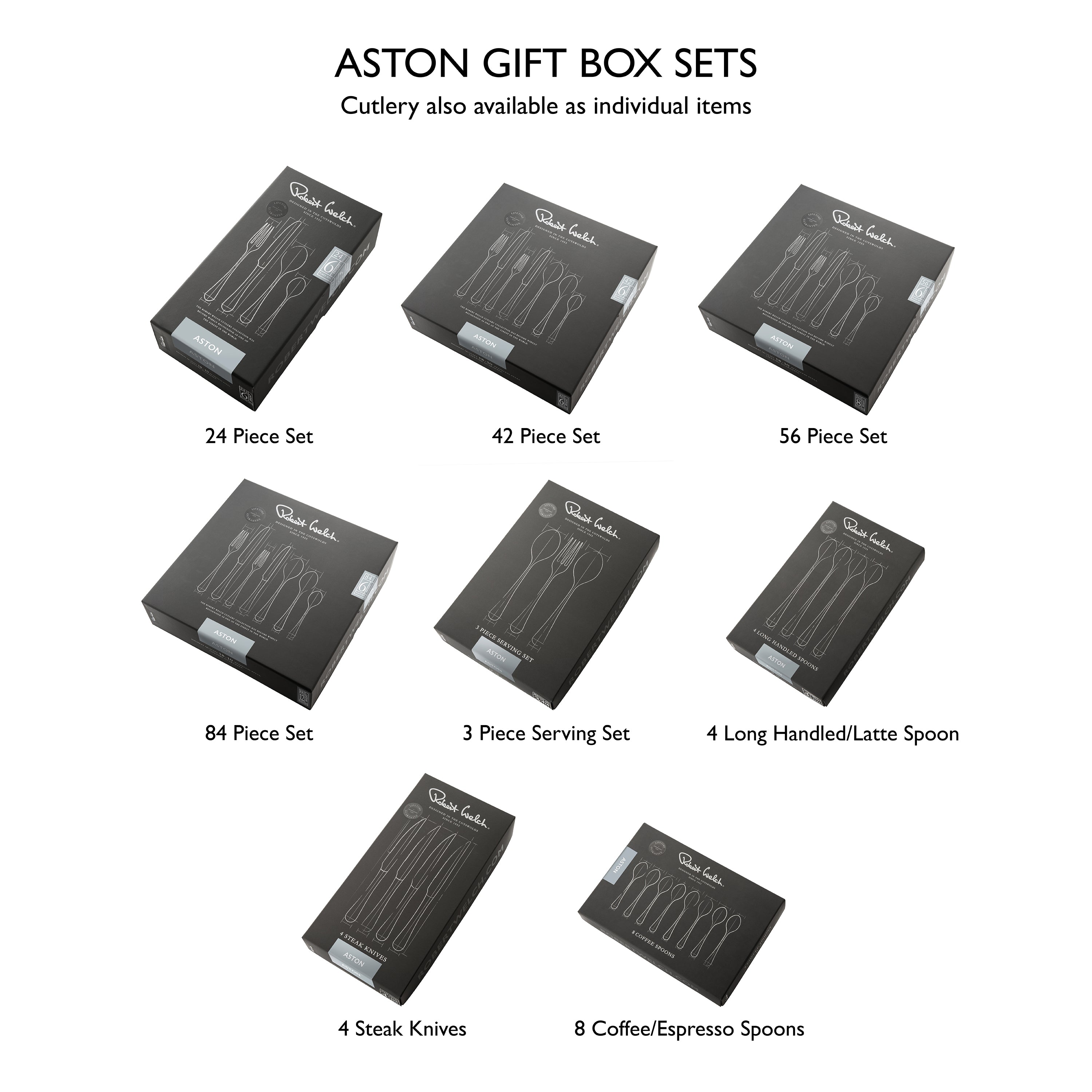 Aston Bright Cutlery Set | 84 Piece Set for 12 People