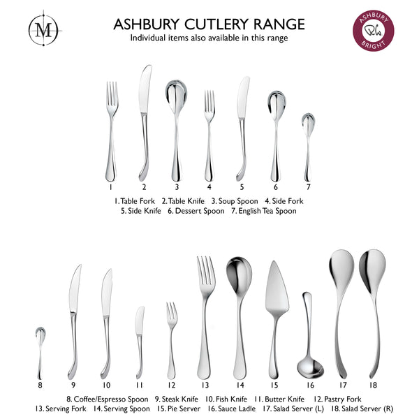 Ashbury Bright Cutlery Set, 84 Piece for 12 People