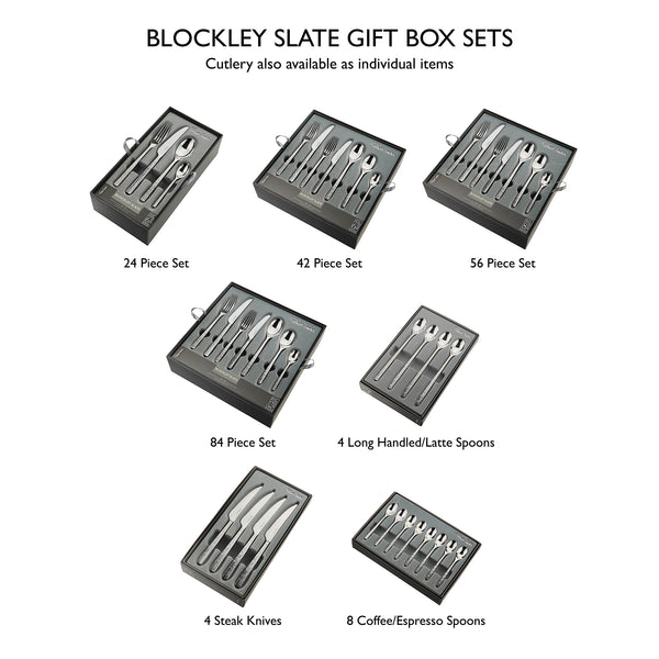 Blockley Slate Bright Cutlery Set, 84 Piece for 12 People