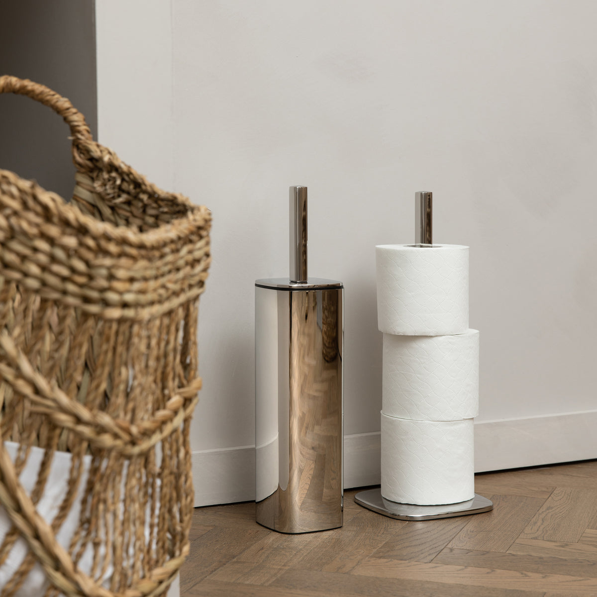 Burford Toilet Brush Holder with Toilet Roll Floor Stand Robert Welch