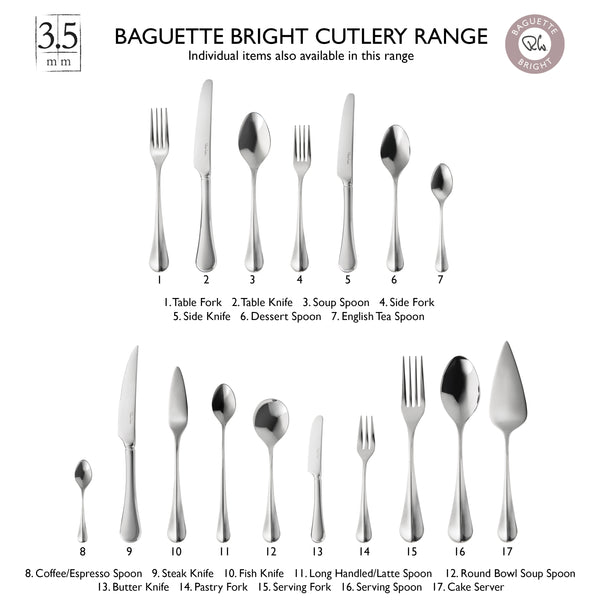 Baguette Bright Cutlery Sample Set, 3 Piece