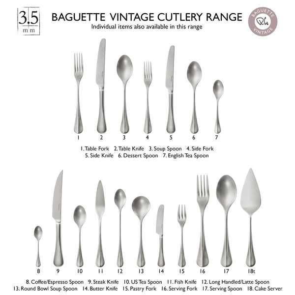 Baguette Vintage Cutlery Set, 56 Piece for 8 People - 8 Free Steak Knives