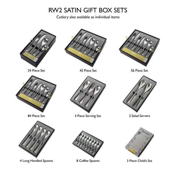 RW2 Satin Cutlery Set, 56 Piece for 8 People