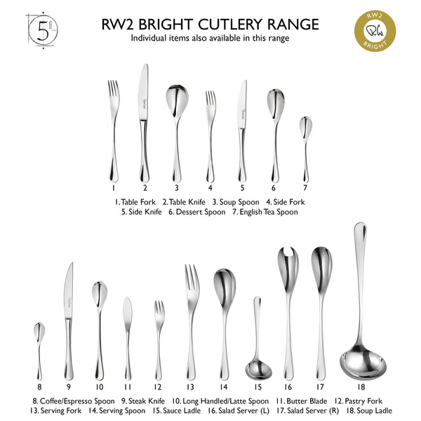 RW2 Bright Cutlery Set, 56 Piece for 8 People