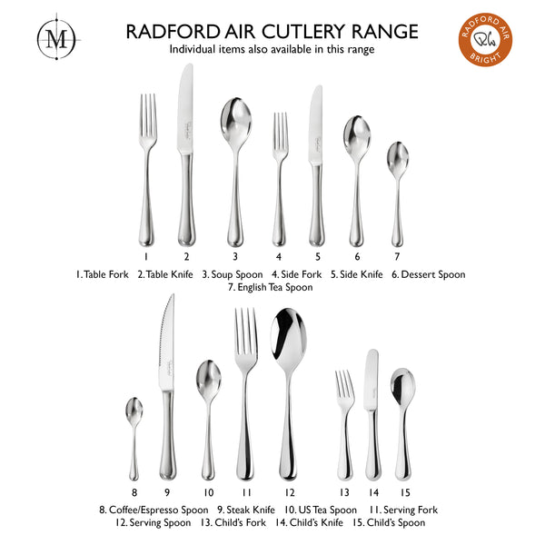 Radford Air Bright Cutlery Set, 56 Piece for 8 People