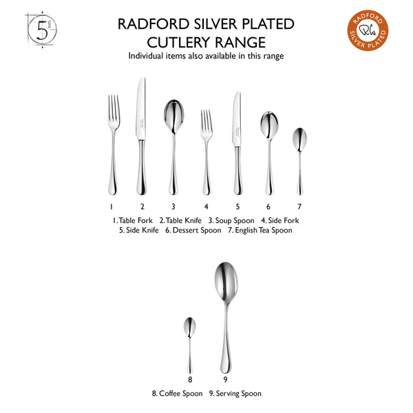 Radford Silver Plated Cutlery Place Setting, 7 Piece