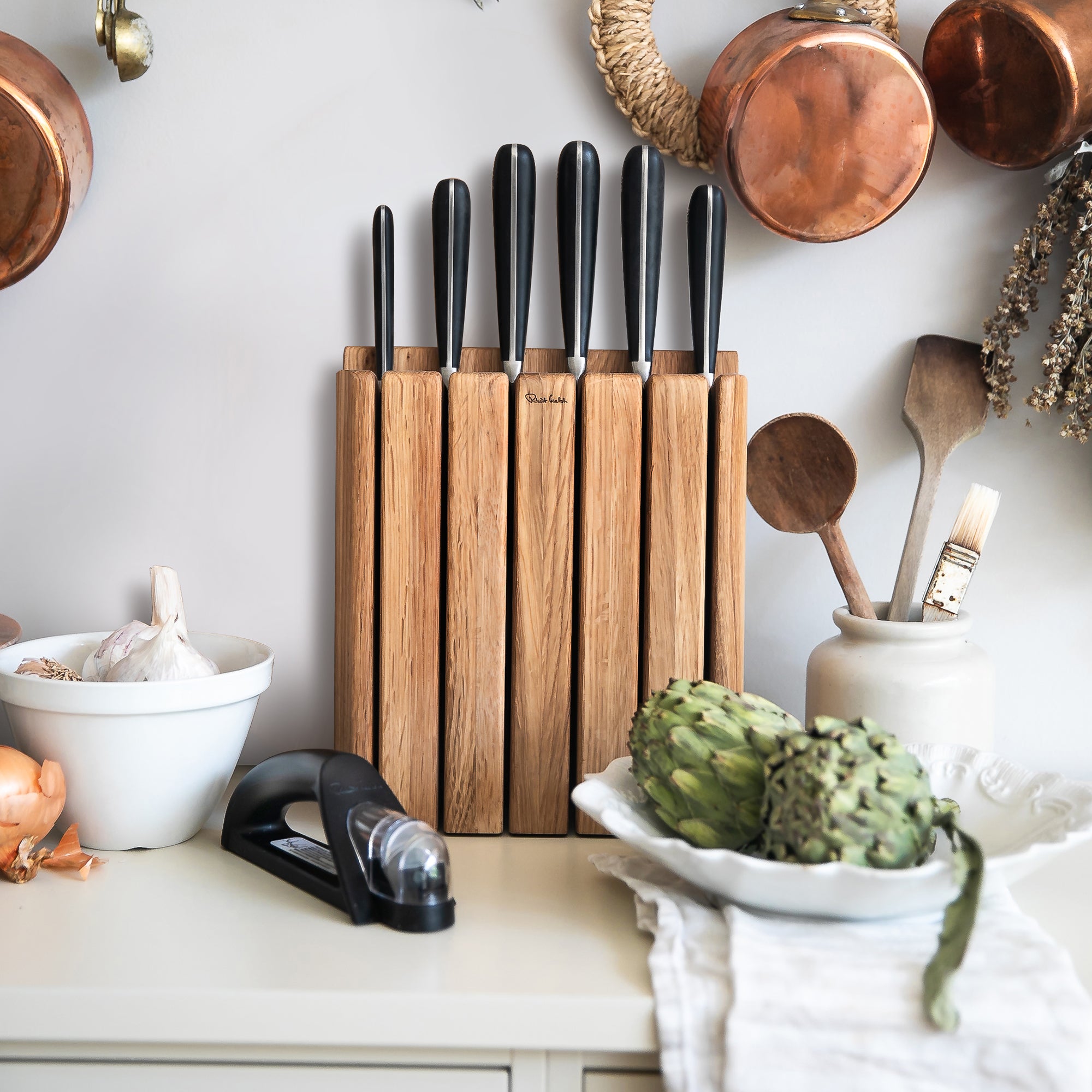 Book Knife Oak Block Set | Knife Set | Knife Storage| Includes Knife ...