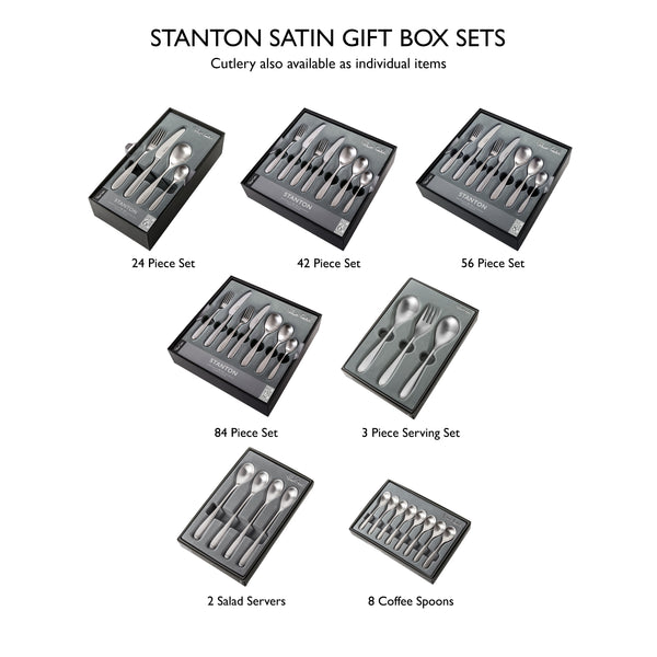 Stanton Satin Cutlery Set, 84 Piece for 12 People
