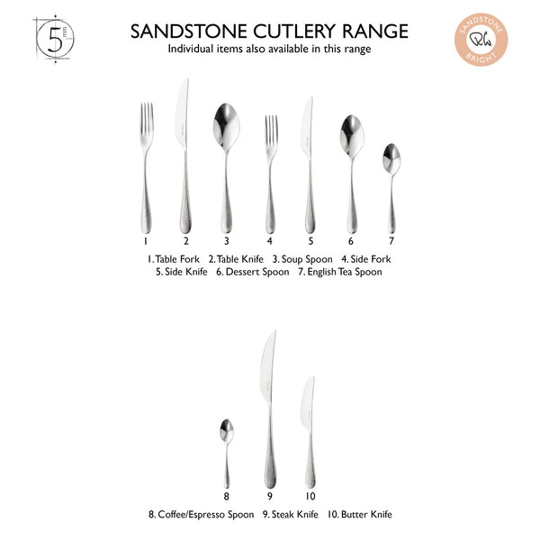 Sandstone Bright Cutlery Set, 42 Piece for 6 People