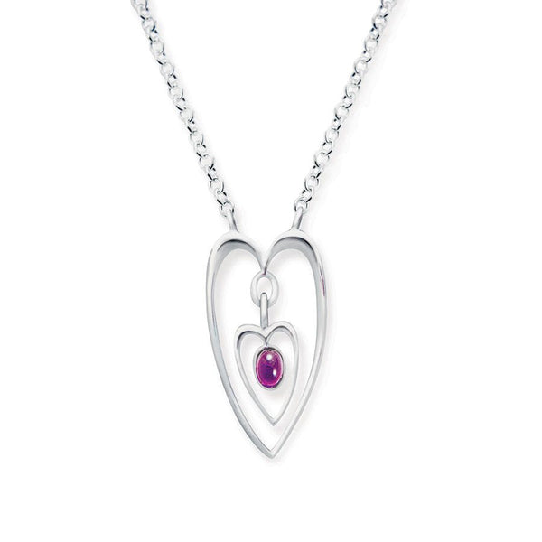 Double Heart and Amethyst Pendant