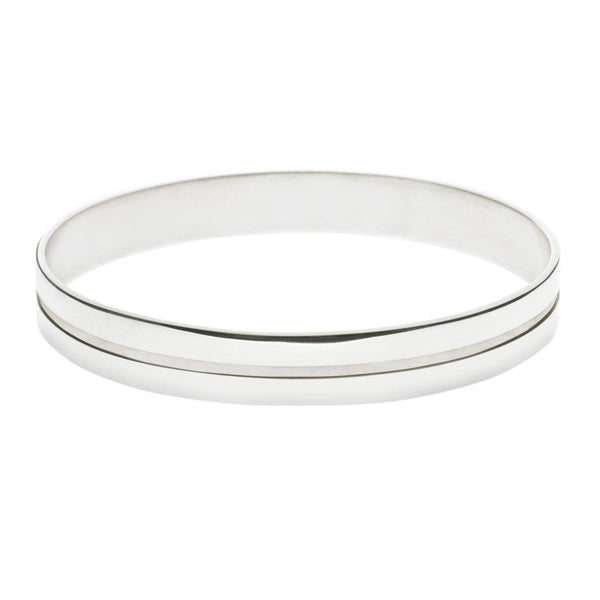 Silver Bangle Polished with Single Groove Large