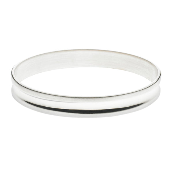 Silver Bangle Satin with Polished Valley Small