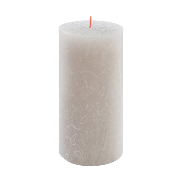 Sandy Grey Rustic Shine Pillar Candle 13cm