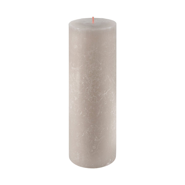 Sandy Grey Rustic Shine Pillar Candle 19cm