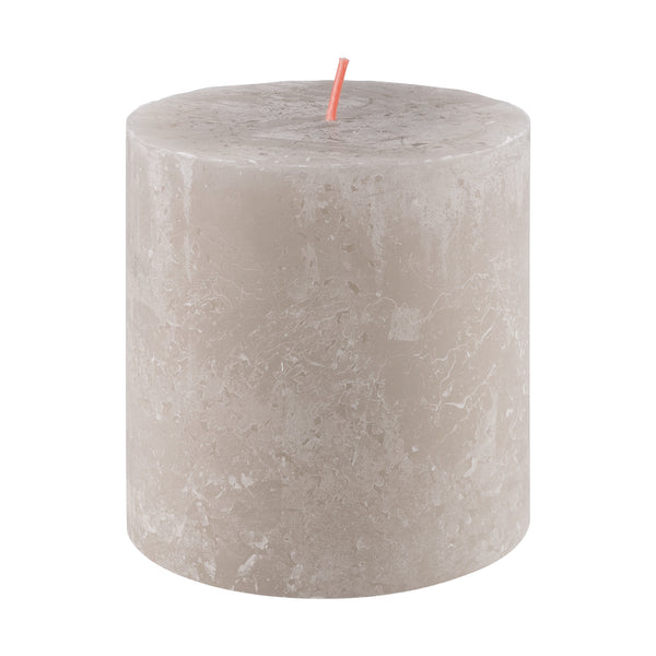 Sandy Grey Rustic Shine Pillar Candle 10cm
