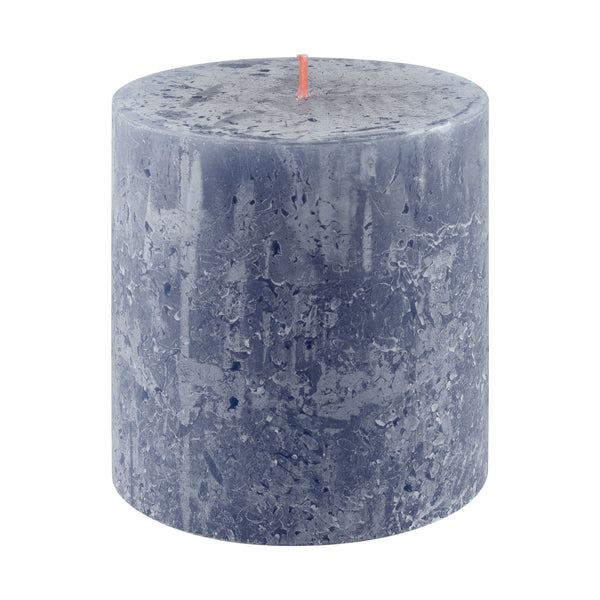 Twilight Blue Rustic Shine Pillar Candle 10cm
