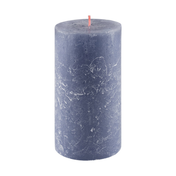 Twilight Blue Rustic Shine Pillar Candle 13cm