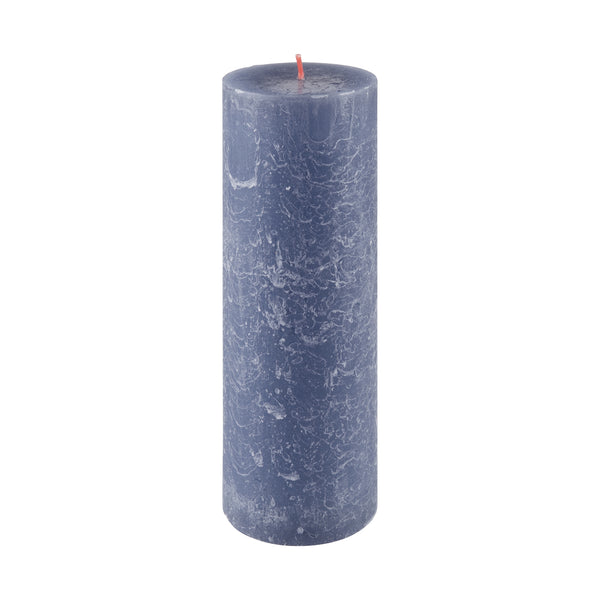 Twilight Blue Rustic Shine Pillar Candle 19cm