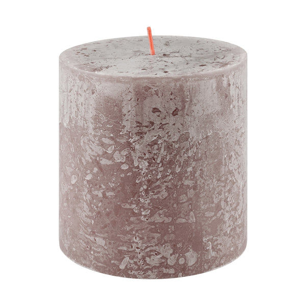 Taupe Rustic Shine Pillar Candle 10cm