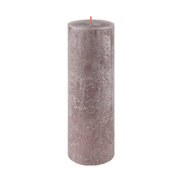 Taupe Rustic Shine Pillar Candle 19cm